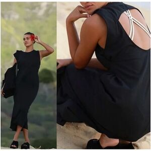 NWT Free People Simone Open Back MIDI Dress Sz Large $88 black sold out!